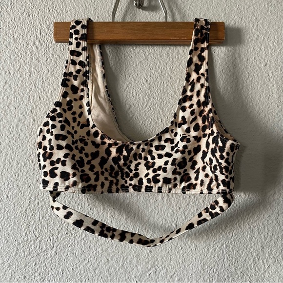 PacSun Bikini Top Women’s S Leopard Print Cutout Swimwear Thick strap Scoop Neck - Picture 1 of 8